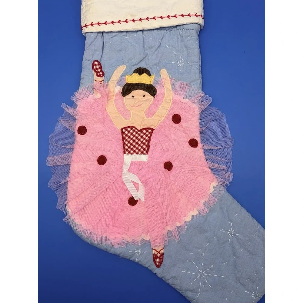 Pottery Barn Kids Ballerina Quilted Blue Christmas Stocking No Monogram